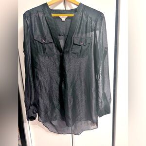 Zoa sheer black button up shirt